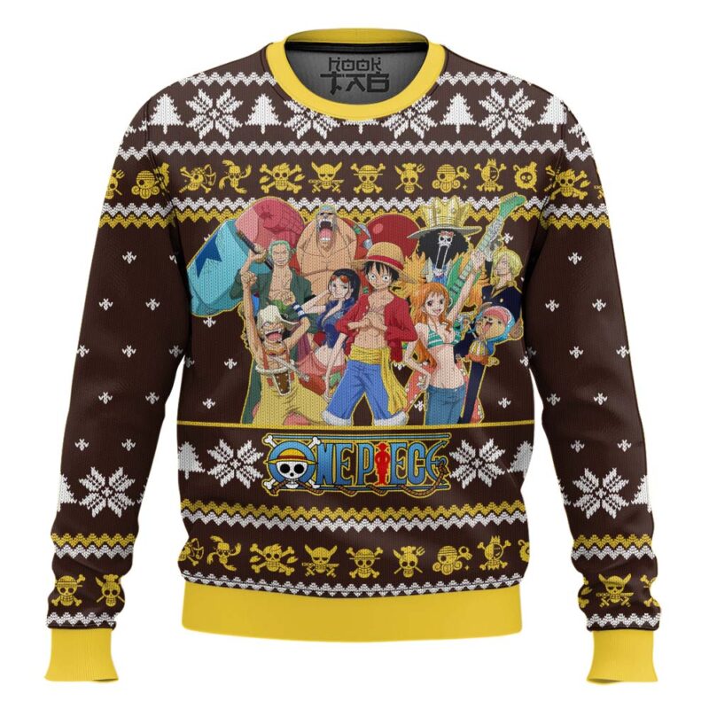Hooktab Straw Hat Pirates Crew One Piece Ugly Christmas Sweater