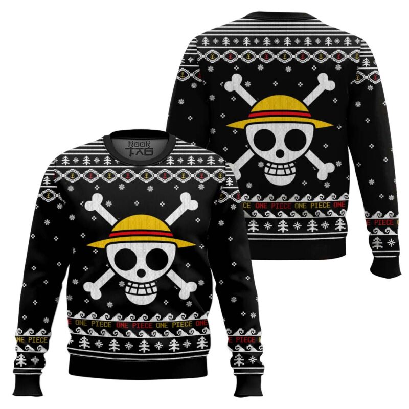 Hooktab Straw Hat Pirates One Piece Ugly Christmas Sweater Hooktab Straw Hat Pirates One Piece Ugly Christmas Sweater
