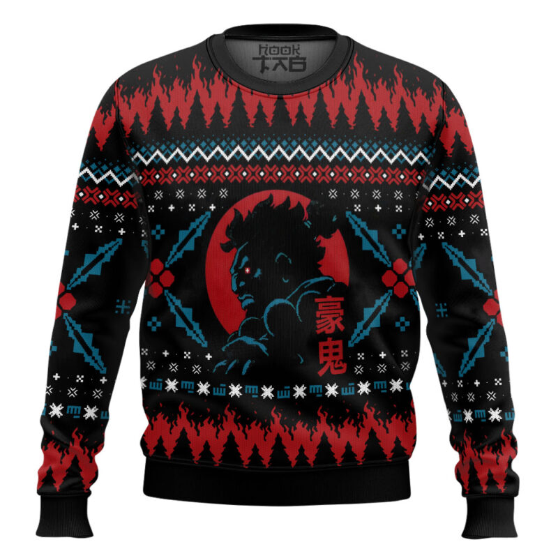 Hooktab Street Fighter Akuma Ugly Christmas Sweater