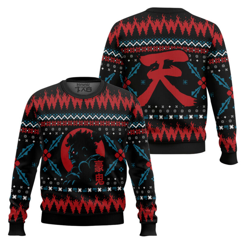 Hooktab Street Fighter Akuma Ugly Christmas Sweater Hooktab Street Fighter Akuma Ugly Christmas Sweater
