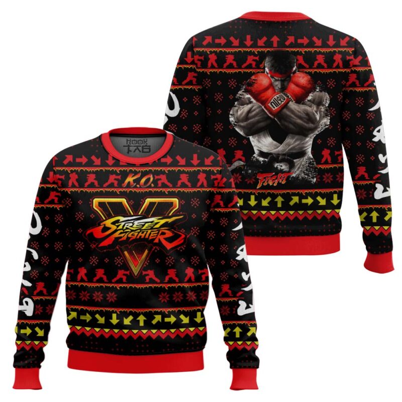 Hooktab Street Fighter Ryu Ugly Christmas Sweater Hooktab Street Fighter Ryu Ugly Christmas Sweater