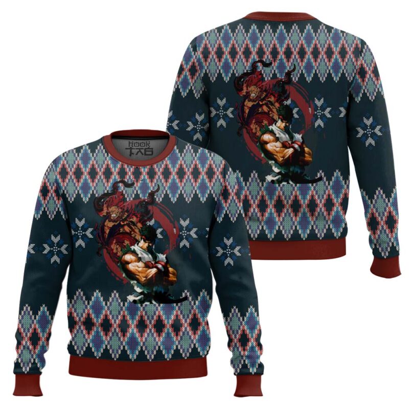 Hooktab Street Fighter Ryu vs. Akuma Ugly Christmas Sweater Hooktab Street Fighter Ryu vs. Akuma Ugly Christmas Sweater
