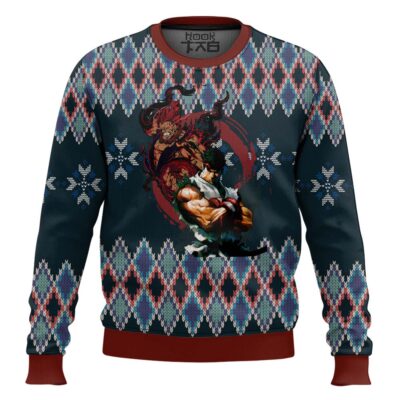 Hooktab Street Fighter Ryu vs. Akuma Ugly Christmas Sweater