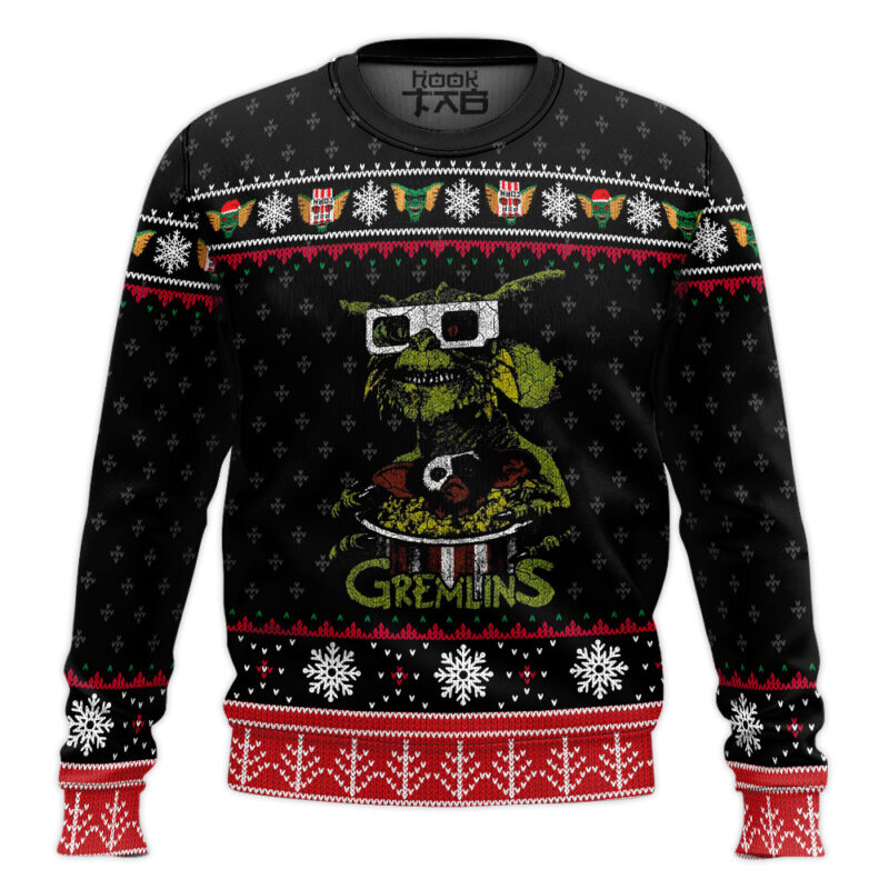 Hooktab Stripe Gremlins Ugly Christmas Sweater