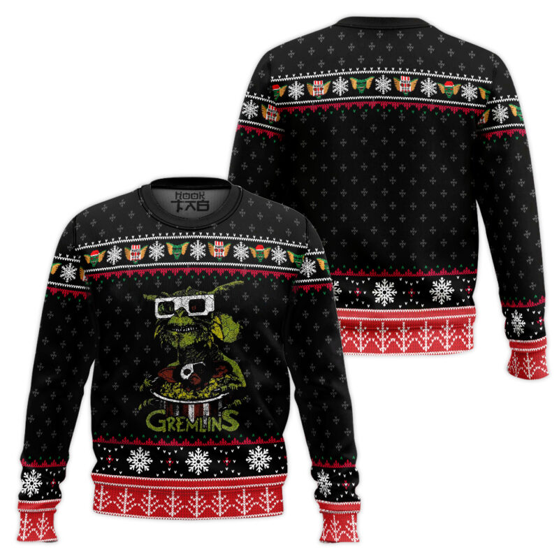 Hooktab Stripe Gremlins Ugly Christmas Sweater Hooktab Stripe Gremlins Ugly Christmas Sweater
