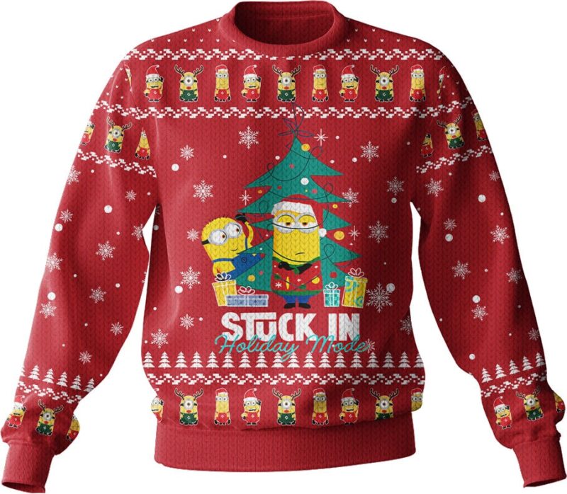 Hooktab Stuck In Holiday Mode Minions Ugly Christmas Sweater Hooktab Stuck In Holiday Mode Minions Ugly Christmas Sweater