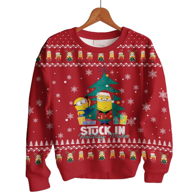Hooktab Stuck In Holiday Mode Minions Ugly Christmas Sweater Hooktab Stuck In Holiday Mode Minions Ugly Christmas Sweater