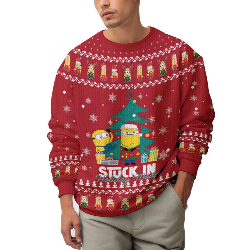 Hooktab Stuck In Holiday Mode Minions Ugly Christmas Sweater Hooktab Stuck In Holiday Mode Minions Ugly Christmas Sweater