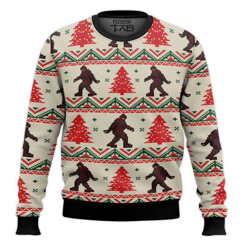 Hooktab Stylish Bigfoot Ugly Christmas Sweater