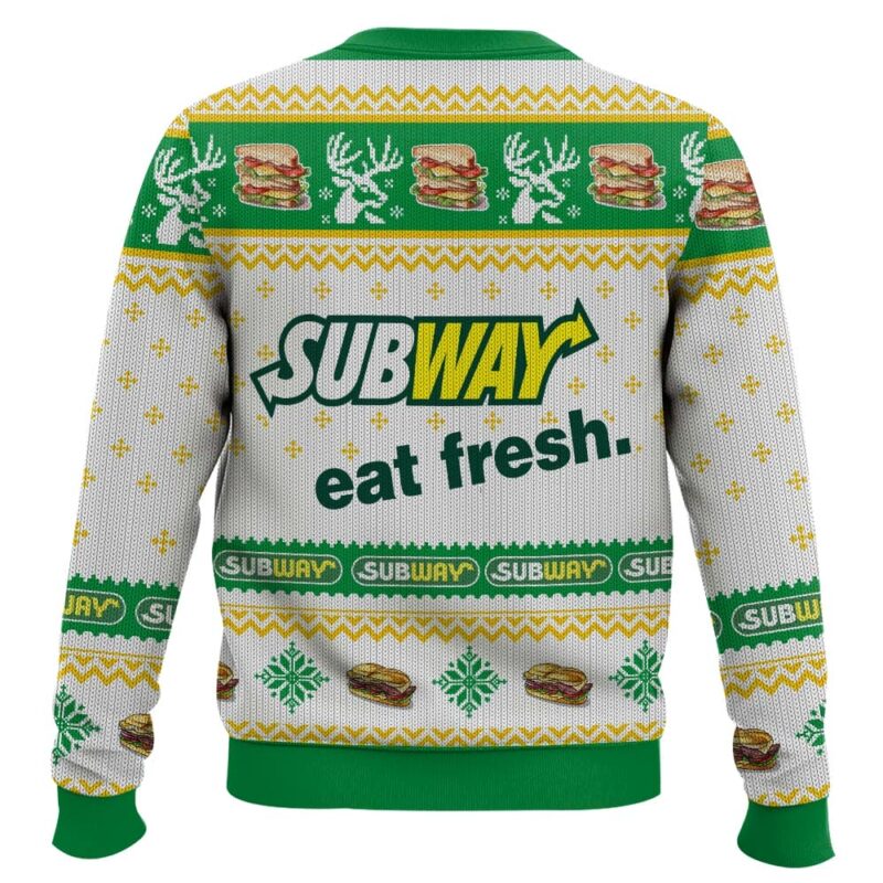 Hooktab Subway Fast Food Ugly Christmas Sweater Hooktab Subway Fast Food Ugly Christmas Sweater
