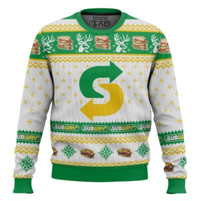 Hooktab Subway Fast Food Ugly Christmas Sweater