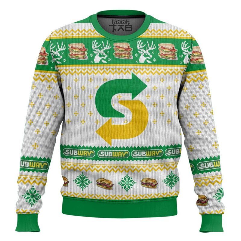 Hooktab Subway Fast Food Ugly Christmas Sweater