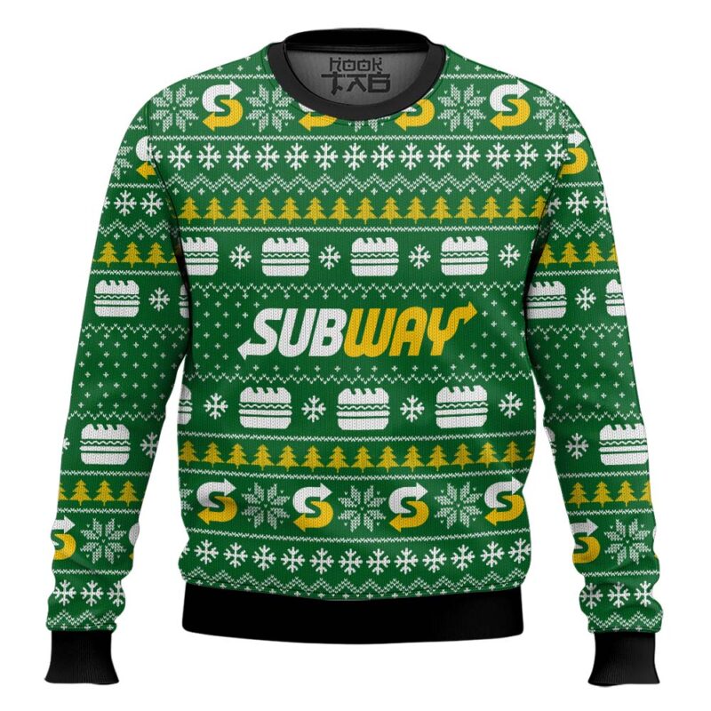 Hooktab Subway Pete's Sandwiches Ugly Christmas Sweater
