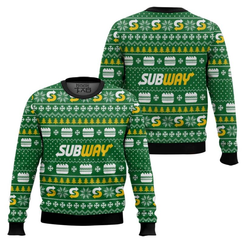 Hooktab Subway Pete's Sandwiches Ugly Christmas Sweater Hooktab Subway Pete's Sandwiches Ugly Christmas Sweater
