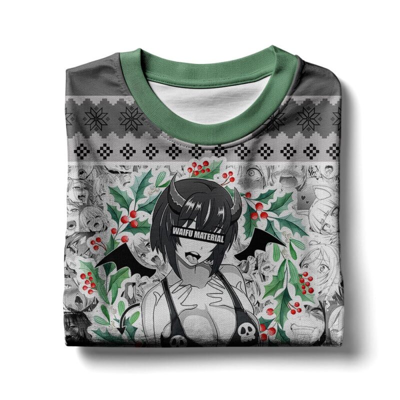 Hooktab Succubus Waifu Material Ahegao Ugly Christmas Sweater Hooktab Succubus Waifu Material Ahegao Ugly Christmas Sweater
