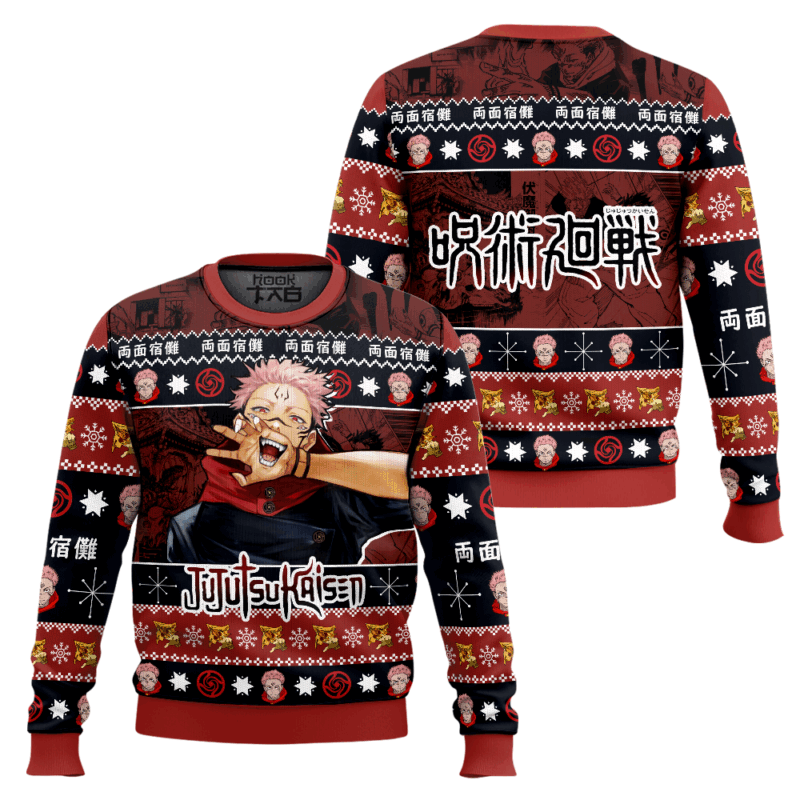 Hooktab Sukuna Jujutsu Kaisen Ugly Sweater Hooktab Sukuna Jujutsu Kaisen Ugly Sweater