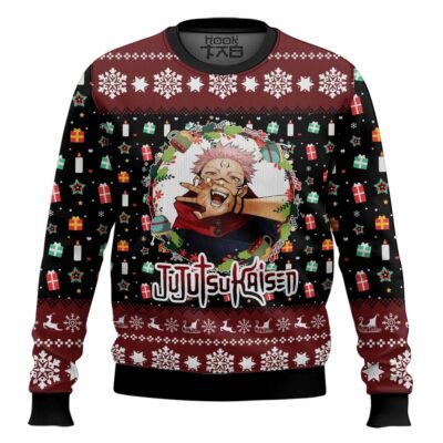 Hooktab Sukuna Santa Jujutsu Kaisen Ugly Christmas Sweater