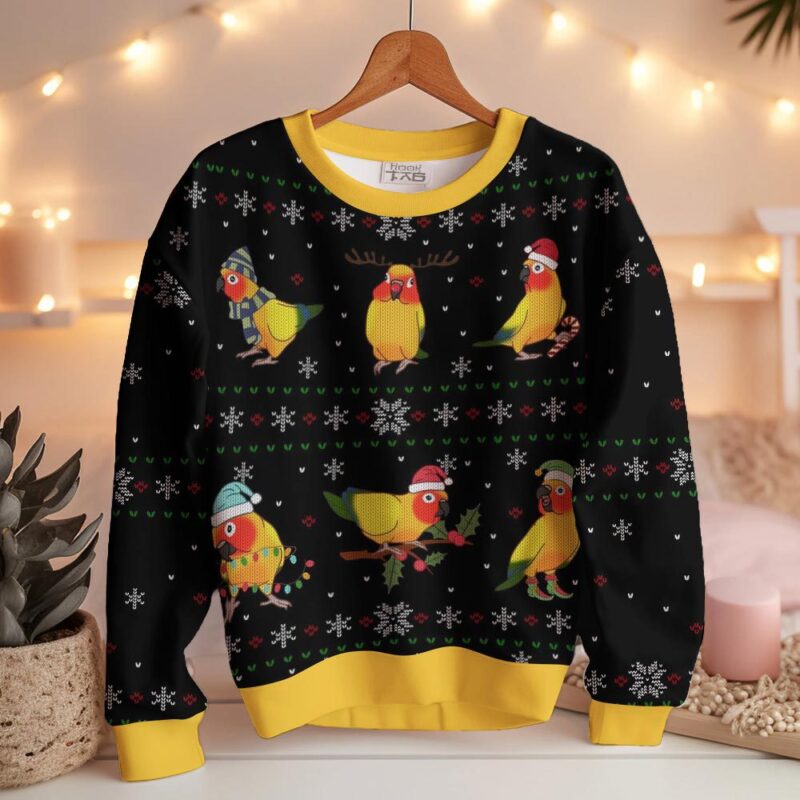 Hooktab Sun Conure Ugly Christmas Sweater Hooktab Sun Conure Ugly Christmas Sweater