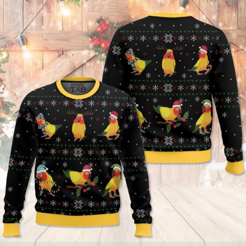 Hooktab Sun Conure Ugly Christmas Sweater Hooktab Sun Conure Ugly Christmas Sweater