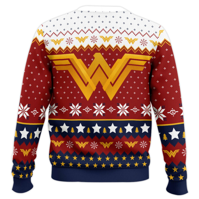 Hooktab Super Heroes Wonder Woman Ugly Christmas Sweater Hooktab Super Heroes Wonder Woman Ugly Christmas Sweater