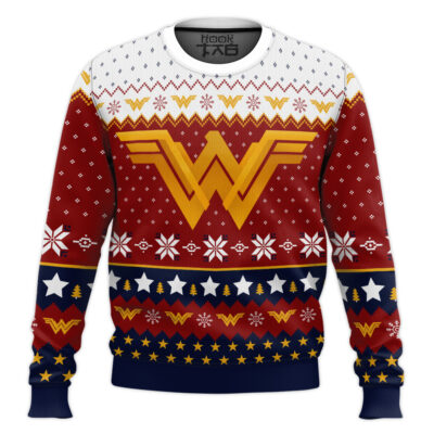 Hooktab Super Heroes Wonder Woman Ugly Christmas Sweater