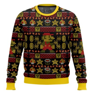 Hooktab Super Mario 1-Up Mushroom Ugly Christmas Sweater