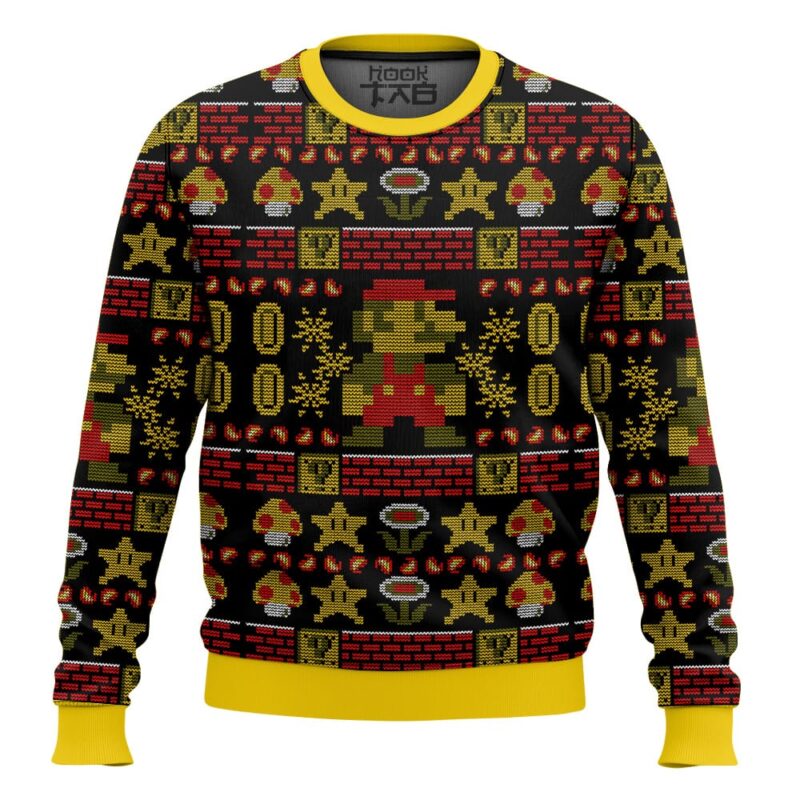 Hooktab Super Mario 1-Up Mushroom Ugly Christmas Sweater