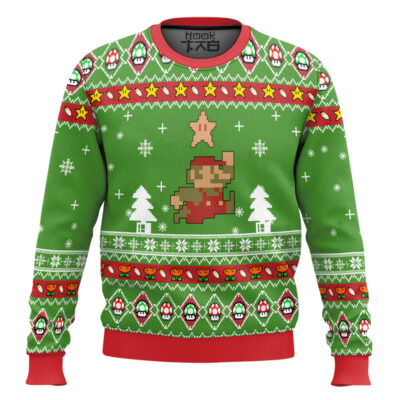 Hooktab Super Mario 1-up Ugly Christmas Sweater