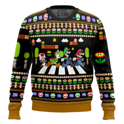 Hooktab Super Mario Abbey Road Ugly Christmas Sweater