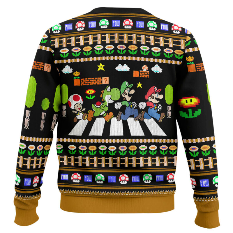 Hooktab Super Mario Abbey Road Ugly Christmas Sweater Hooktab Super Mario Abbey Road Ugly Christmas Sweater