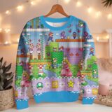 Hooktab Super Mario Adventure Ugly Christmas Sweater