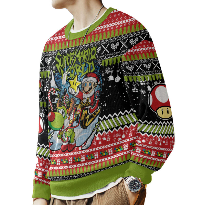 Hooktab Super Mario World Ugly Christmas Sweater Hooktab Super Mario World Ugly Christmas Sweater
