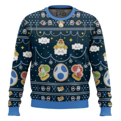 Hooktab Super Mario Yoshi And Bowser Ugly Christmas Sweater