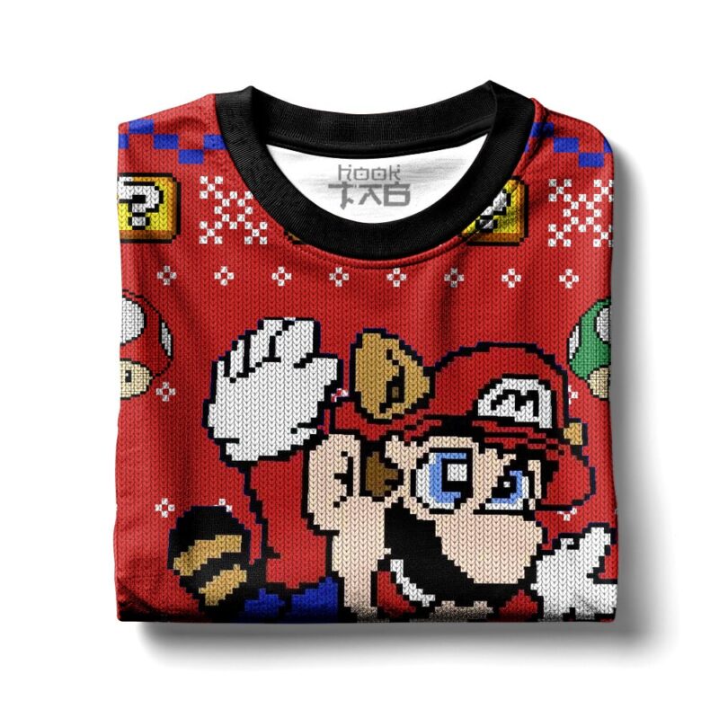 Hooktab Super Raccoon Mario Ugly Christmas Sweater Hooktab Super Raccoon Mario Ugly Christmas Sweater