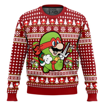 Hooktab Super Ralph Bro Mario Ugly Christmas Sweater