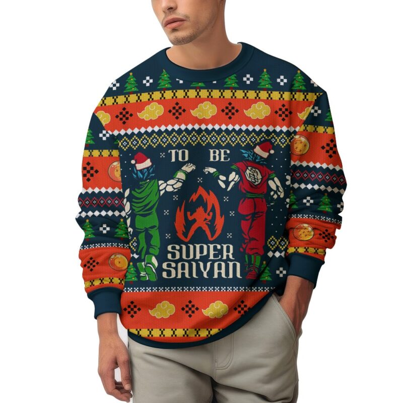 Hooktab Super Saiyan Dragon Ball Ugly Christmas Sweater Hooktab Super Saiyan Dragon Ball Ugly Christmas Sweater