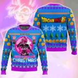 Hooktab Super Saiyan Rose Christmas Dragon Ball Ugly Christmas Sweater