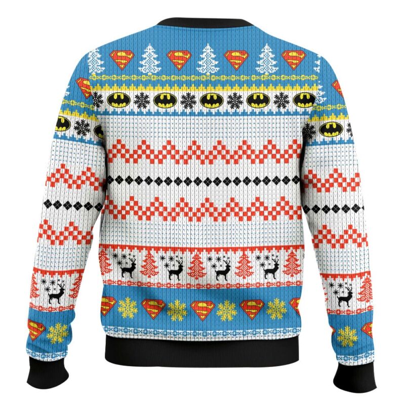 Hooktab Superman And Batman Ugly Christmas Sweater Hooktab Superman And Batman Ugly Christmas Sweater