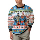 Hooktab Superman And Batman Ugly Christmas Sweater