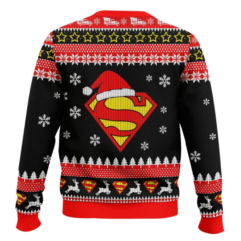Hooktab Superman Santa Claus Ugly Christmas Sweater Hooktab Superman Santa Claus Ugly Christmas Sweater