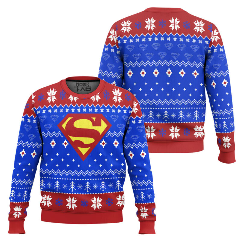 Hooktab Superman Ugly Christmas Sweater Hooktab Superman Ugly Christmas Sweater