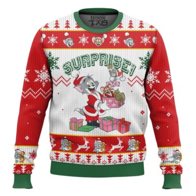 Hooktab Surprise! Tom And Jerry Ugly Christmas Sweater