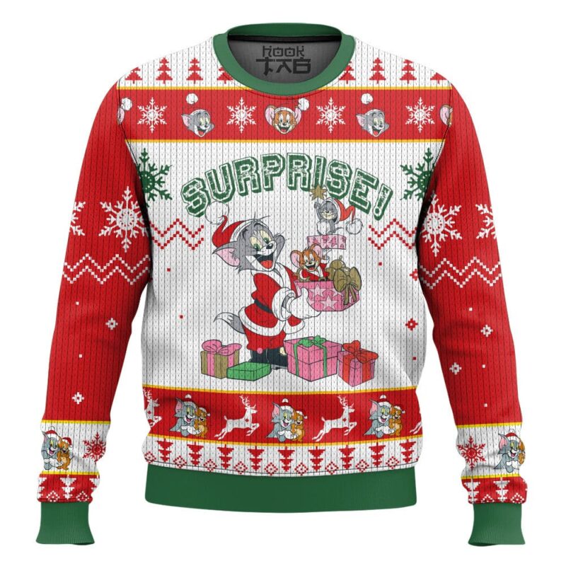 Hooktab Surprise! Tom And Jerry Ugly Christmas Sweater