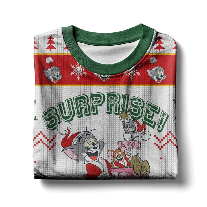 Hooktab Surprise! Tom And Jerry Ugly Christmas Sweater Hooktab Surprise! Tom And Jerry Ugly Christmas Sweater