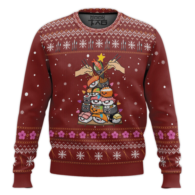 Hooktab Sushi Tree Ugly Christmas Sweater