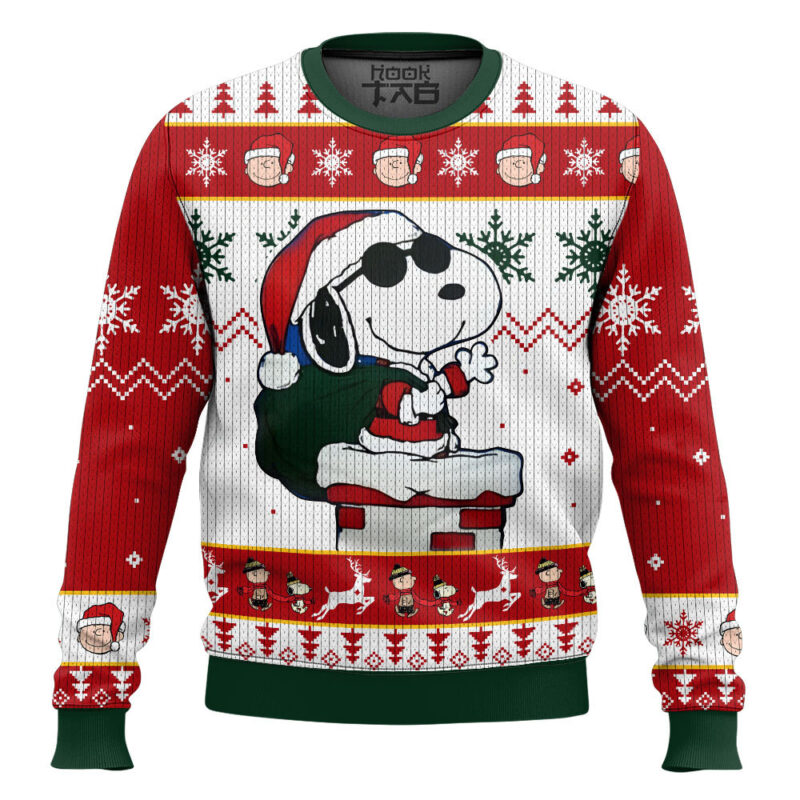 Hooktab Swag Santa Snoopy The Charlie Brown and Snoopy Show Ugly Christmas Sweater Hooktab Swag Santa Snoopy The Charlie Brown and Snoopy Show Ugly Christmas Sweater