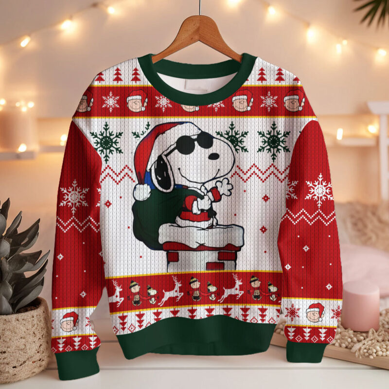 Hooktab Swag Santa Snoopy The Charlie Brown and Snoopy Show Ugly Christmas Sweater Hooktab Swag Santa Snoopy The Charlie Brown and Snoopy Show Ugly Christmas Sweater