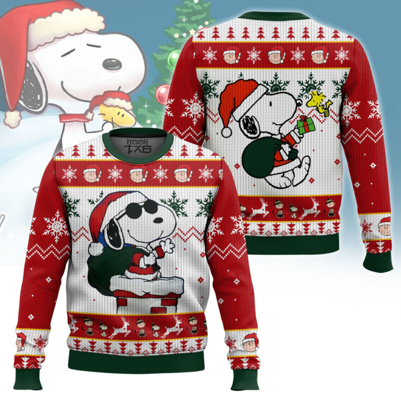 Hooktab Swag Santa Snoopy The Charlie Brown and Snoopy Show Ugly Christmas Sweater Hooktab Swag Santa Snoopy The Charlie Brown and Snoopy Show Ugly Christmas Sweater