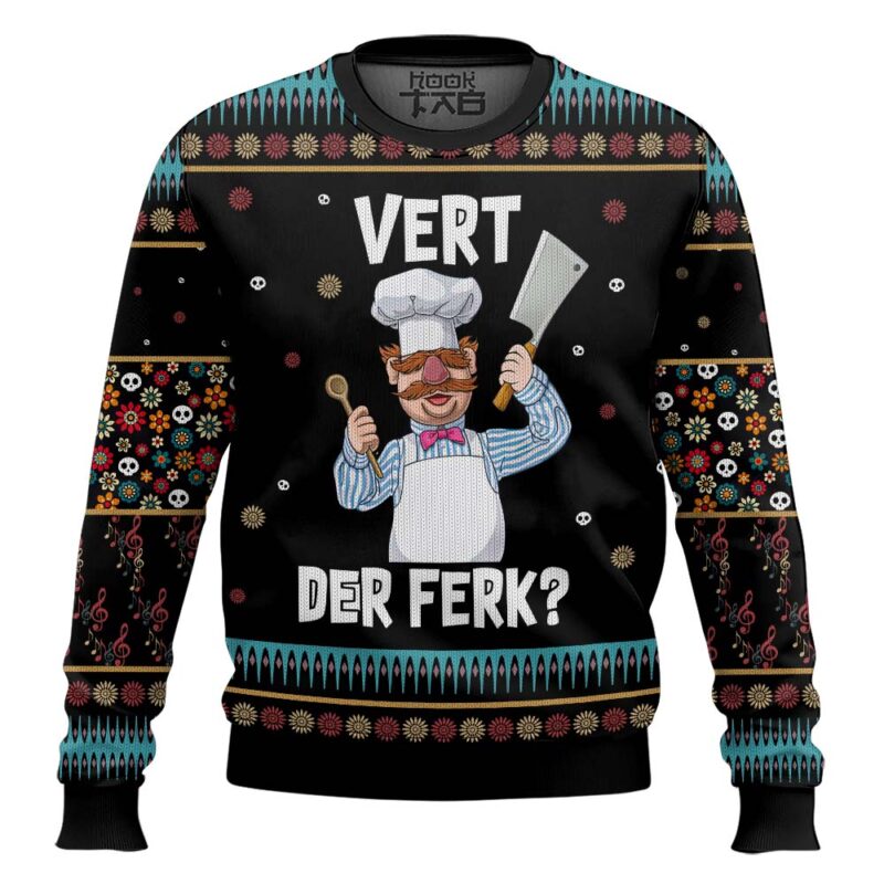Hooktab Swedish Chef Vert Der Ferk Ugly Christmas Sweater