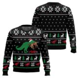 Hooktab T-rex Christmas Dinner Ugly Christmas Sweater